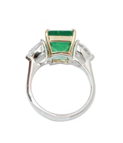 Online Pamono 18 Karat White Gold Ring with Emerald and Diamonds