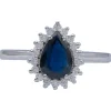 Outlet Pamono 18 Karat White Gold Ring with Drop Sapphire and Diamonds