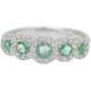 Clearance Pamono 18 Karat White Gold Ring with Emeralds and Diamonds