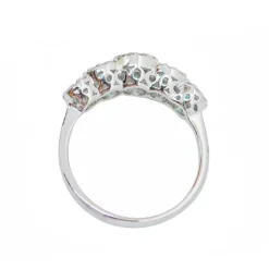 Clearance Pamono 18 Karat White Gold Ring with Emeralds and Diamonds