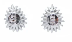 Pamono 18 Karat White Gold Stud Earrings with Sapphires and Diamonds, Set of 2><noscript><img width=