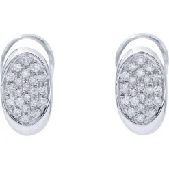 New Pamono 18 Karat White Gold Stud Earrings with Diamonds, Set of 2