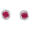 Clearance Pamono 18 Karat White Gold Stud Earrings with Rubies and Diamonds, Set of 2