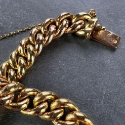 Pamono 18 Karat Yellow and Rose Gold Curb Link Bracelet, 1890s><noscript><img width=