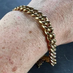 Pamono 18 Karat Yellow and Rose Gold Curb Link Bracelet, 1890s><noscript><img width=