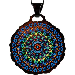 Pamono 18 Karat Yellow Gold and Enamel Notre Dame Paris Rose Window Plique a Jour Pendant Medal, 1980s> Necklaces