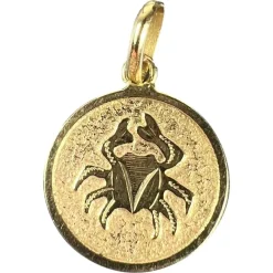 Pamono 18 Karat Yellow Gold Cancer Zodiac Charm Medal Pendant, 1950s> Necklaces