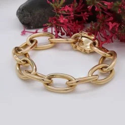 Pamono 18 Karat Yellow Gold Convict Mesh Bracelet, 1960s><noscript><img width=