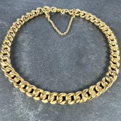 Pamono 18 Karat Yellow Gold Curb Link Chain Bracelet, 1950s><noscript><img width=