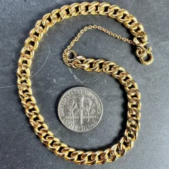 Pamono 18 Karat Yellow Gold Curb Link Chain Bracelet, 1950s><noscript><img width=