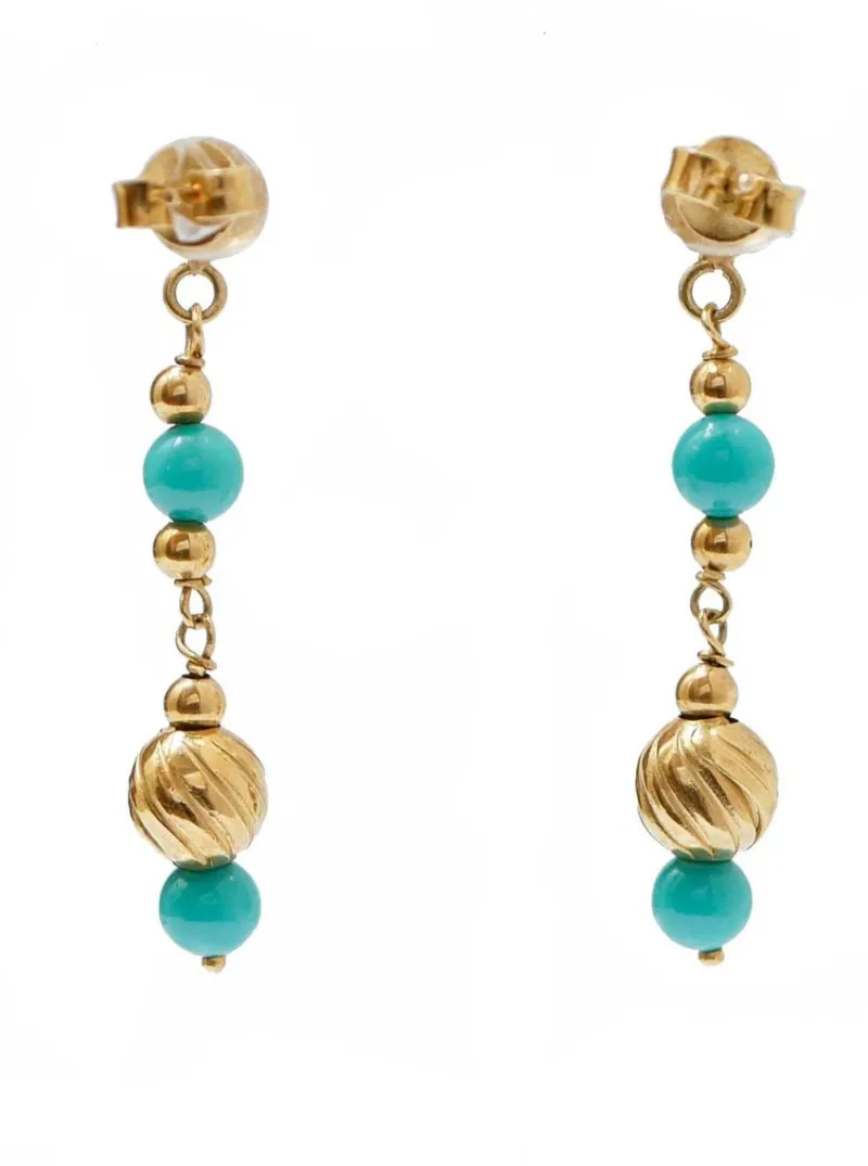 Pamono 18 Karat Yellow Gold Earrings with Stones, Set of 2> Earrings