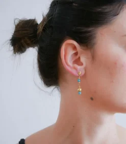 Pamono 18 Karat Yellow Gold Earrings with Stones, Set of 2><noscript><img width=