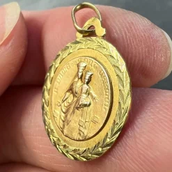 Online Pamono 18 Karat Yellow Gold Notre Dame de Mont Carmel Sacred Heart Medal Pendant by E. Dropsy, 1890s