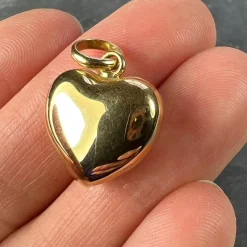 Sale Pamono 18 Karat Yellow Gold Puffy Love Heart Charm Pendant, 1980s