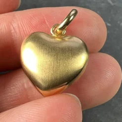 Sale Pamono 18 Karat Yellow Gold Puffy Love Heart Charm Pendant, 1980s