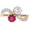 Pamono 18 Karat Yellow Gold Ring with Ruby and Diamonds, 1960s> Rings