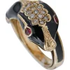 Online Pamono 18 Karat Yellow Gold Snake Ring with Rubies and Diamonds and Enamel