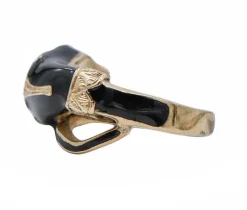Online Pamono 18 Karat Yellow Gold Snake Ring with Rubies and Diamonds and Enamel
