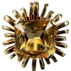 Best Pamono 18 Karat Yellow Gold Spring Cocktail Ring with Citrine, 1950s