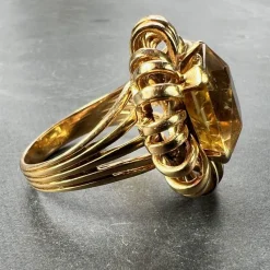 Best Pamono 18 Karat Yellow Gold Spring Cocktail Ring with Citrine, 1950s
