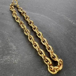 Hot Pamono 18 Karat Yellow Gold Textured Cable Link Bracelet, 1960s