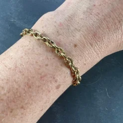 Hot Pamono 18 Karat Yellow Gold Textured Cable Link Bracelet, 1960s