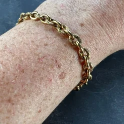 Hot Pamono 18 Karat Yellow Gold Textured Cable Link Bracelet, 1960s