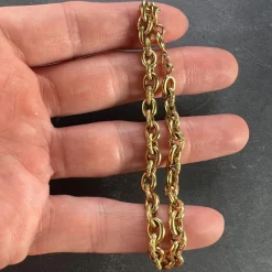 Hot Pamono 18 Karat Yellow Gold Textured Cable Link Bracelet, 1960s