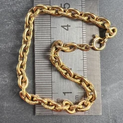 Hot Pamono 18 Karat Yellow Gold Textured Cable Link Bracelet, 1960s