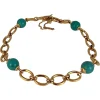 Pamono 18 Karat Yellow Gold Turquoise Link Bracelet, 1960s> Bracelets