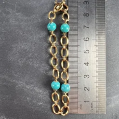 Pamono 18 Karat Yellow Gold Turquoise Link Bracelet, 1960s><noscript><img width=