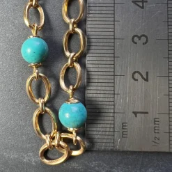 Pamono 18 Karat Yellow Gold Turquoise Link Bracelet, 1960s><noscript><img width=