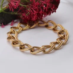 New Pamono 18 Karat Yellow Gold Twisted Curb Chain Bracelet, 1960s