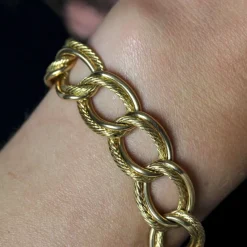 New Pamono 18 Karat Yellow Gold Twisted Curb Chain Bracelet, 1960s