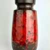Pamono 242-22 Red and Black Fat Drip Lava Ceramic Vase from Scheurich Keramik, 1960s> Vases