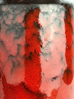 Pamono 242-22 Red and Black Fat Drip Lava Ceramic Vase from Scheurich Keramik, 1960s> Vases