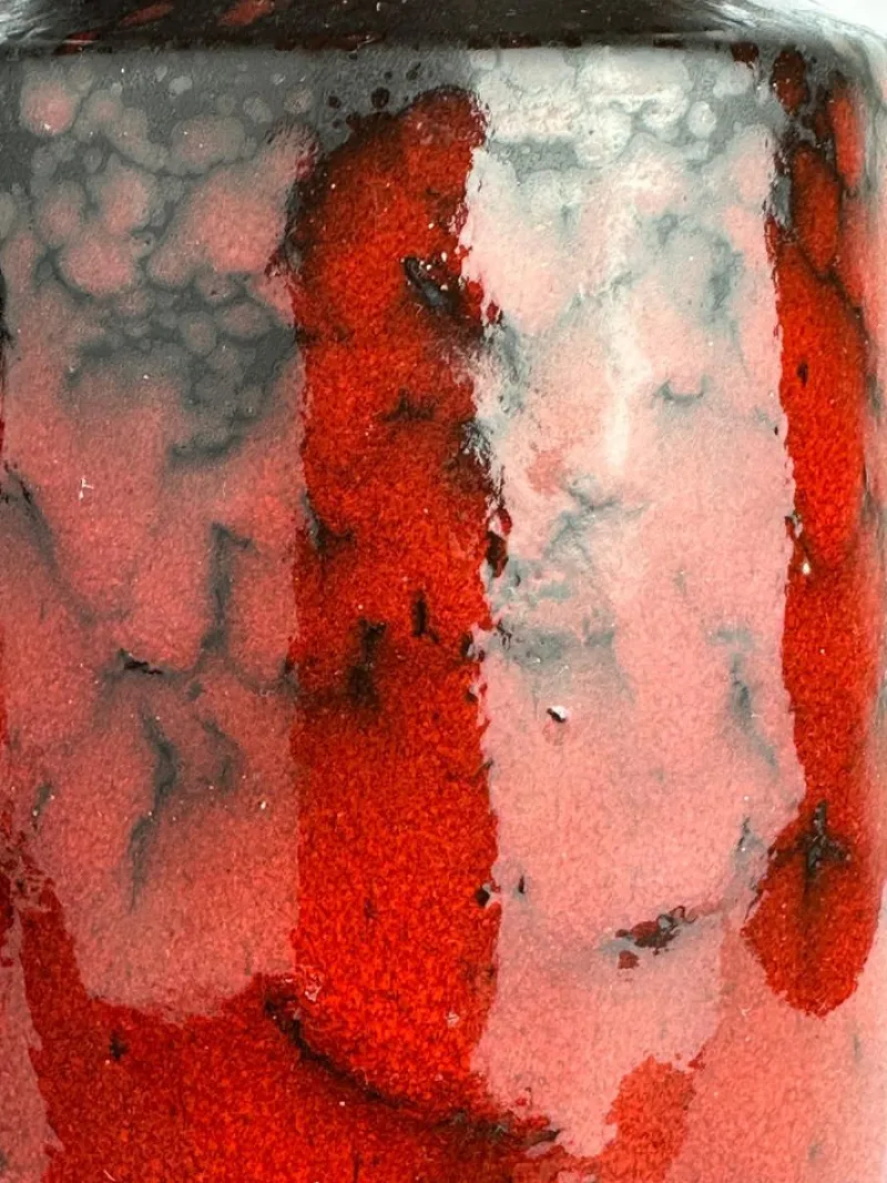 Pamono 242-22 Red and Black Fat Drip Lava Ceramic Vase from Scheurich Keramik, 1960s> Vases