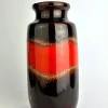 Pamono 213-20 Red and Black Fat Lava Ceramic Vase from Scheurich Keramik, 1960s> Vases