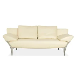 Pamono 1600 Two-Seater Cream Sofa in Leather from Rolf Benz