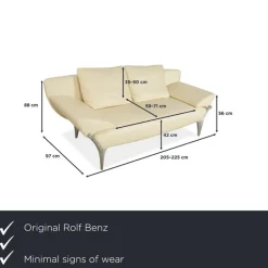 Pamono 1600 Two-Seater Cream Sofa in Leather from Rolf Benz