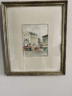 Pamono A. Paly, Parisian Street Scene with Berlin Bar, Watercolor, Framed><noscript><img width=