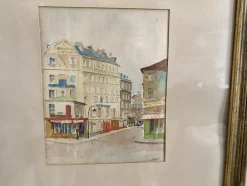 Pamono A. Paly, Parisian Street Scene with Berlin Bar, Watercolor, Framed><noscript><img width=