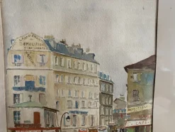 Pamono A. Paly, Parisian Street Scene with Berlin Bar, Watercolor, Framed><noscript><img width=