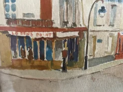 Pamono A. Paly, Parisian Street Scene with Berlin Bar, Watercolor, Framed><noscript><img width=