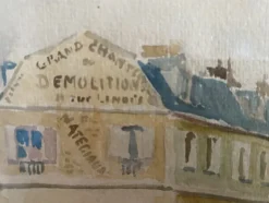 Pamono A. Paly, Parisian Street Scene with Berlin Bar, Watercolor, Framed><noscript><img width=