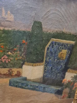 Pamono A Scottroy, View of Paris, Les Invalides and Sacre Coeur, Art Deco Garden, 1931, Oil on Canvas><noscript><img width=