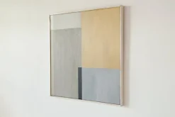 Pamono Abstract Artwork in Yellow, Beige, White and Gray, 1960s, Oil on Canvas