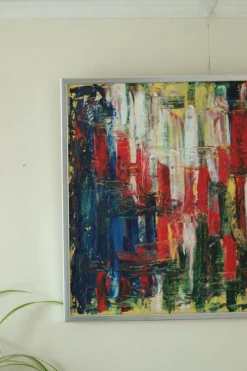Hot Pamono Abstract Composition, Oil on Canvas, 1960s, Framed
