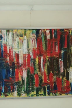 Hot Pamono Abstract Composition, Oil on Canvas, 1960s, Framed