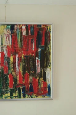 Hot Pamono Abstract Composition, Oil on Canvas, 1960s, Framed